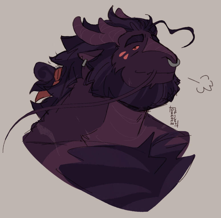 A portrait of a purple dragon.